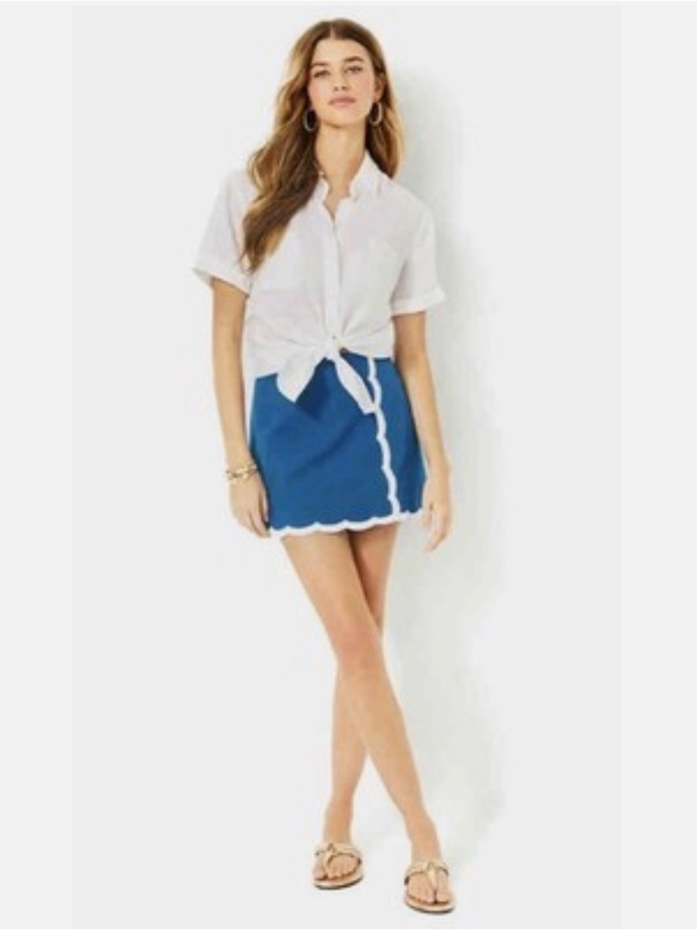 Lilly Pulitzer Michelina Scalloped Mini Skort Resortwear Cruise Blue Size 8